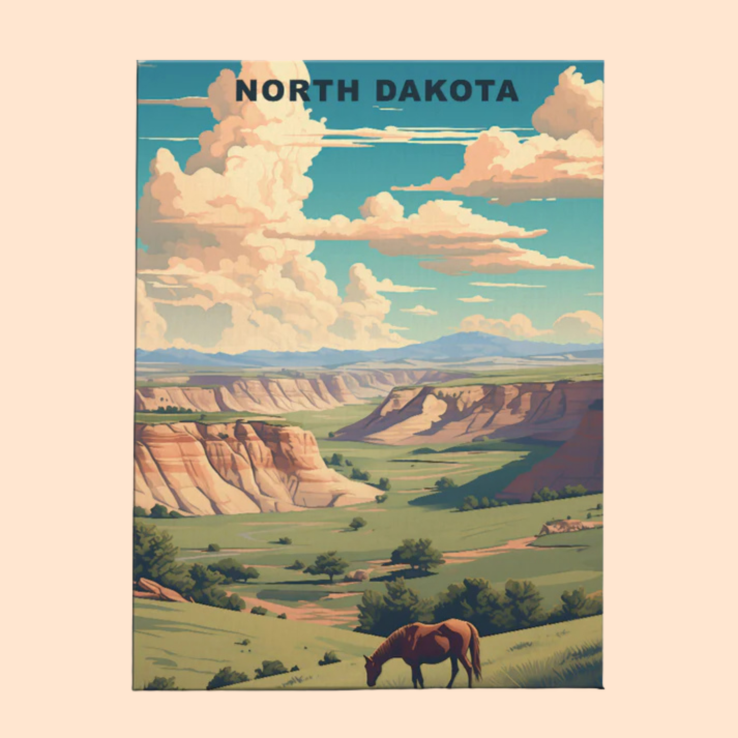 North Dakota U.S. State - Paint by Numbers Kit EasyArtJoy