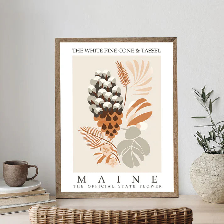Maine State Flower - White Pine Cone and Tassel - Paint by Numbers Kit