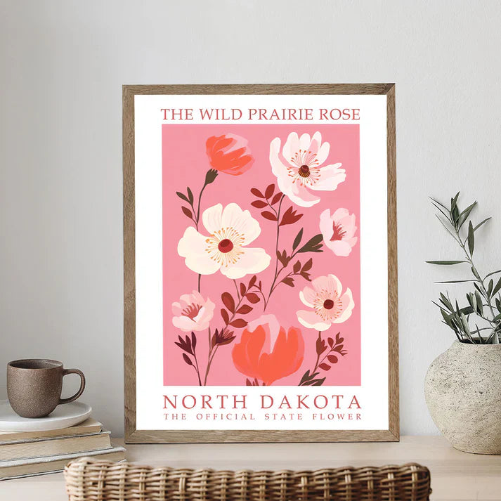 North Dakota State Flower - Wild Prairie Rose - Paint by Numbers Kit