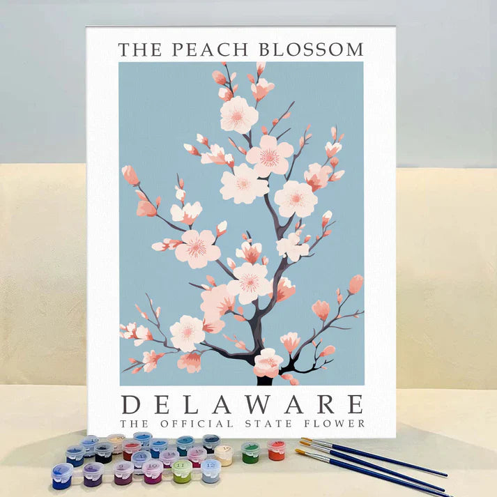 Delaware State Flower - Peach Blossom - Paint by Numbers Kit