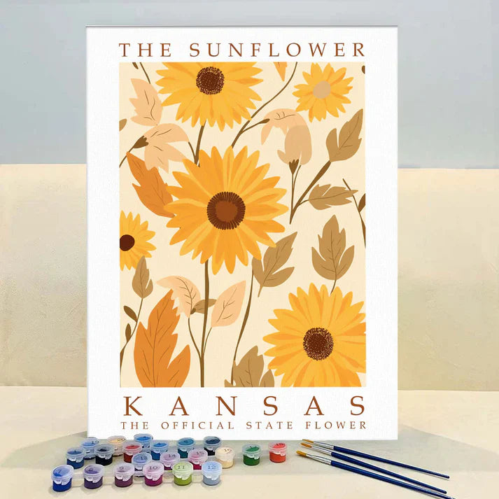 Kansas State Flower - Sunflower - Paint by Numbers Kit