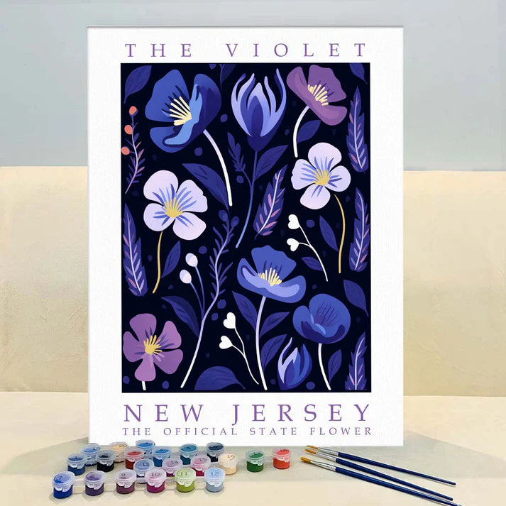 New Jersey State Flower - Violet - Paint by Numbers Kit