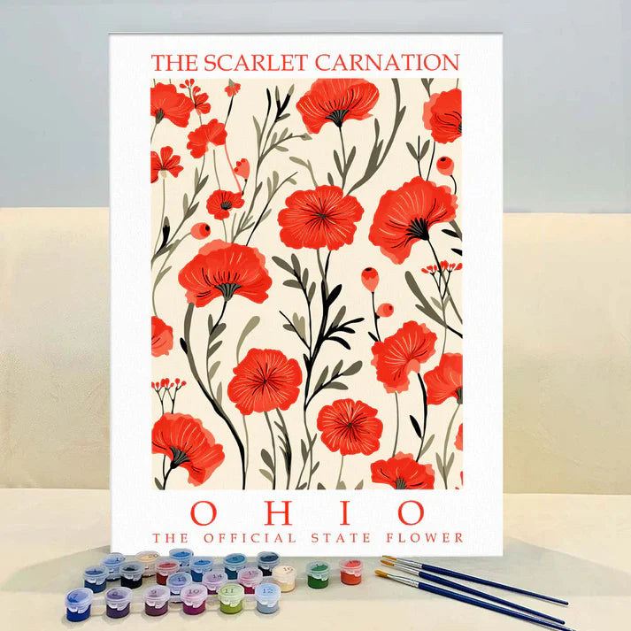 Ohio State Flower - Scarlet Carnation - Paint by Numbers Kit