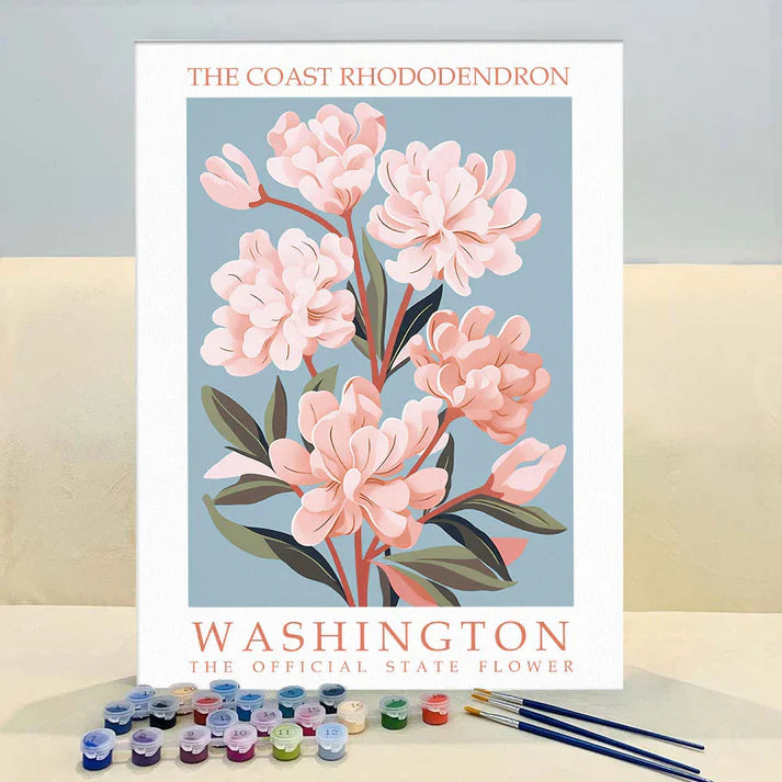 Washington State Flower - Coast Rhododendron - Paint by Numbers Kit