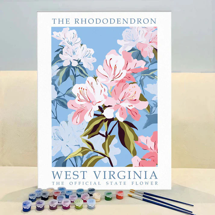 West Virginia State Flower - Rhododendron - Paint by Numbers Kit