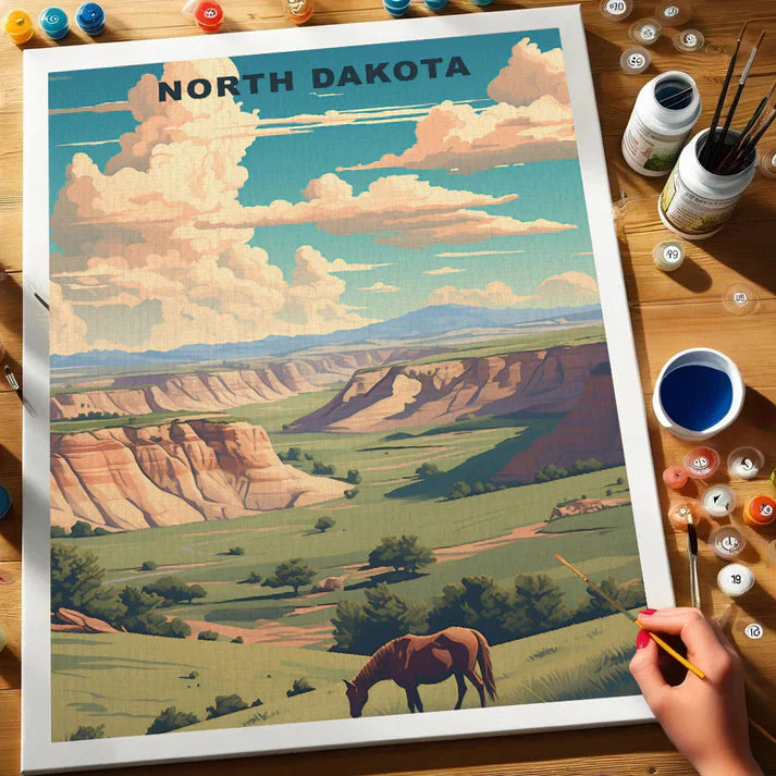 North Dakota U.S. State - Paint by Numbers Kit EasyArtJoy