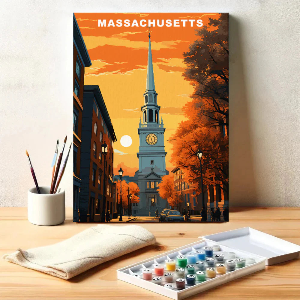 Massachusetts U.S. State - Paint by Numbers Kit EasyArtJoy