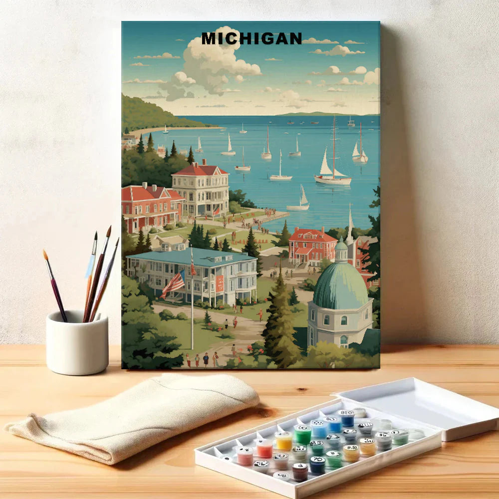 Michigan U.S. State - Paint by Numbers Kit EasyArtJoy