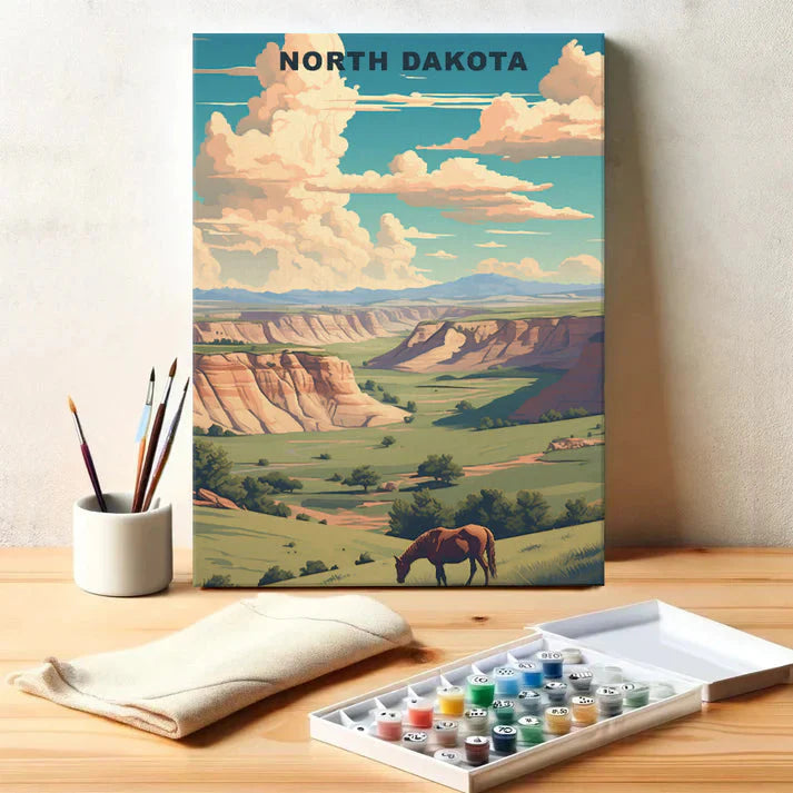 North Dakota U.S. State - Paint by Numbers Kit EasyArtJoy