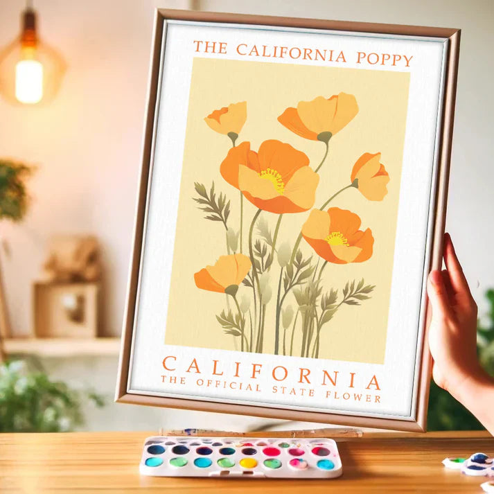 California State Flower - California Poppy - Paint by Numbers Kit