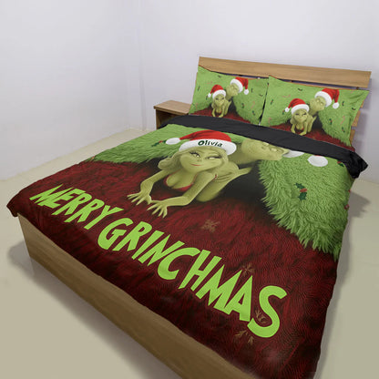 What I Love Doing Most This Grinchmas - Personalized Stole Christmas Bedding Set