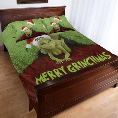 What I Love Doing Most This Grinchmas - Personalized Stole Christmas Bedding Set