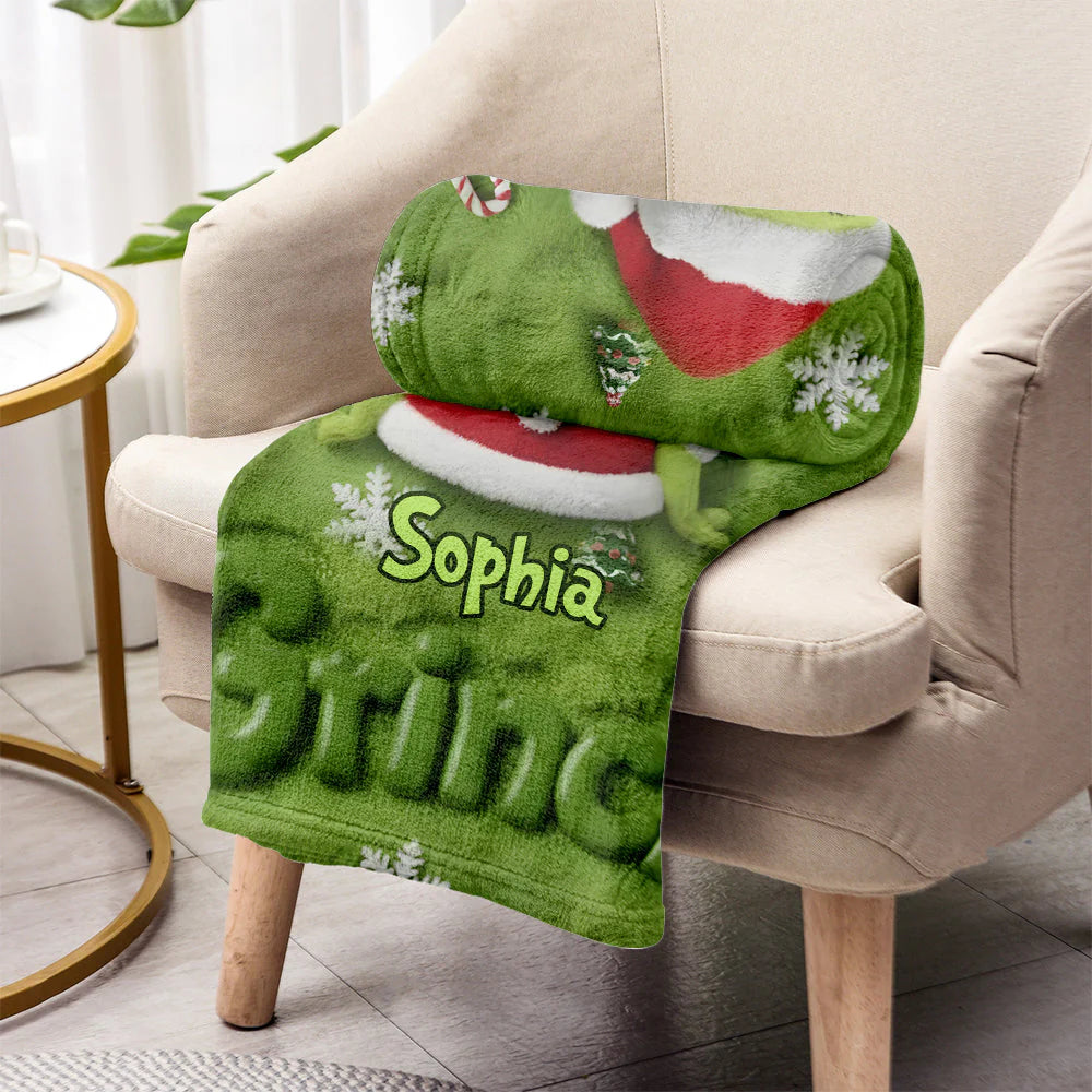 Green Monster Merry Grinchmas - Personalized 3D Effect Blanket