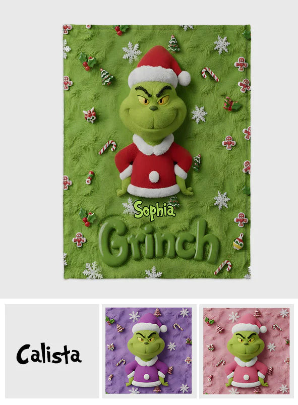 Green Monster Merry Grinchmas - Personalized 3D Effect Blanket