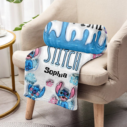 Just A Girl Loves Stich - Personalized 3D Inflated Effect  Blanket