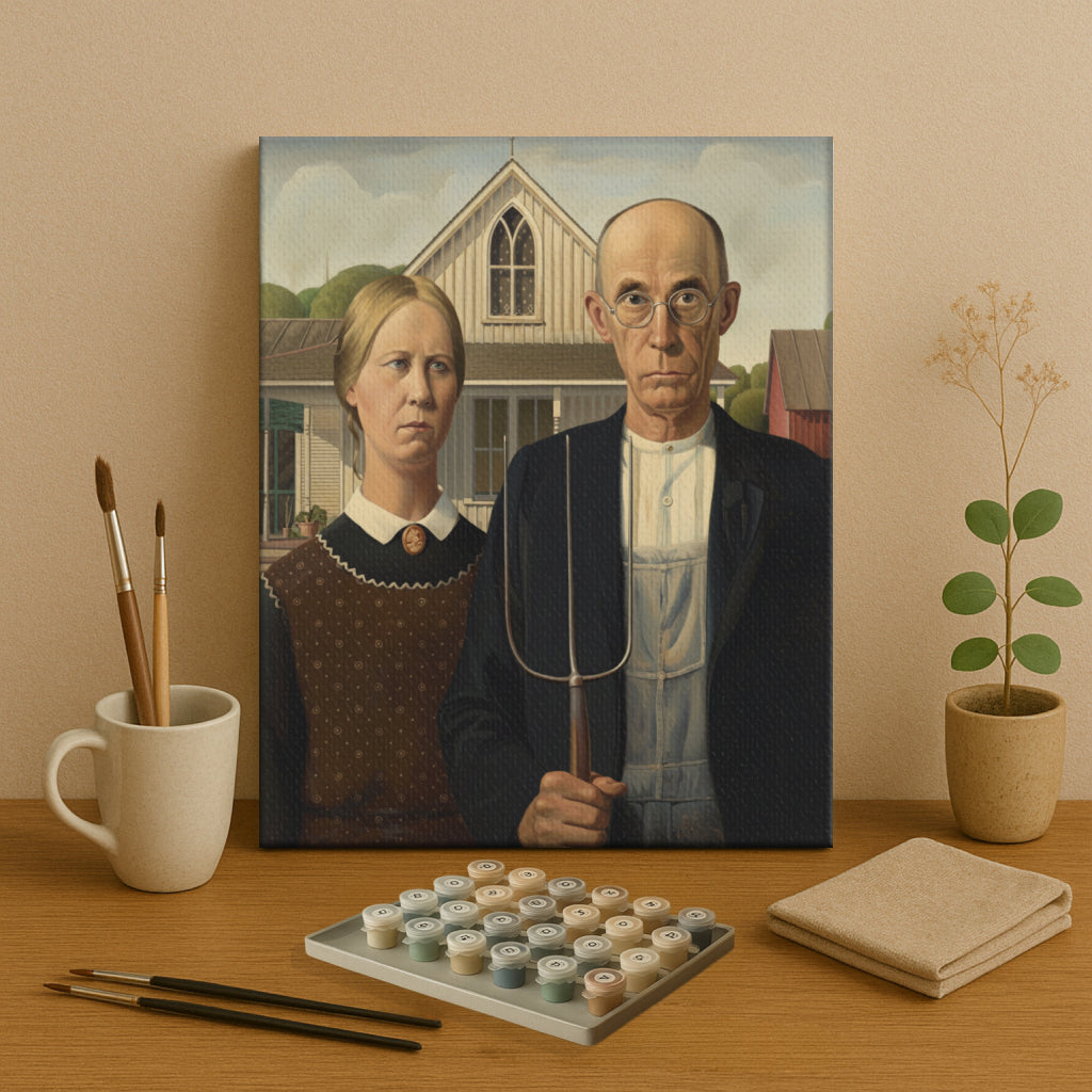 Farmer Couple in Gothic Style | Paint by Numbers Kit EasyArtJoy