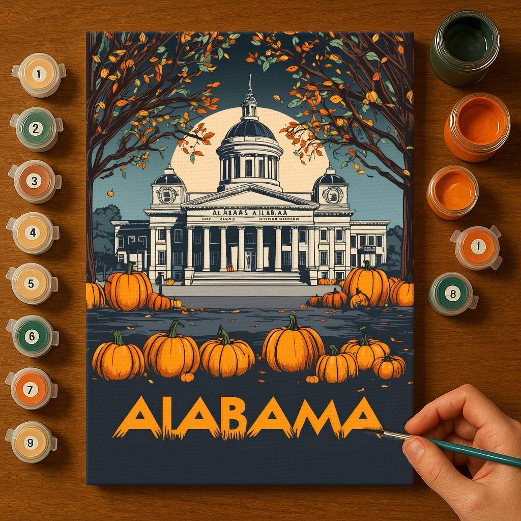 Halloween Alabama US State - Paint by numbers kit