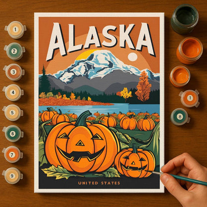 Halloween Alaska US State - Paint by numbers kit