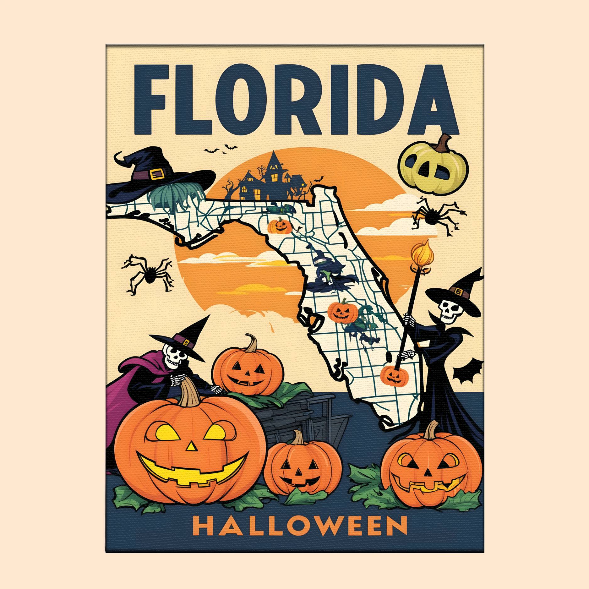 Halloween Florida US State - Paint by numbers kit