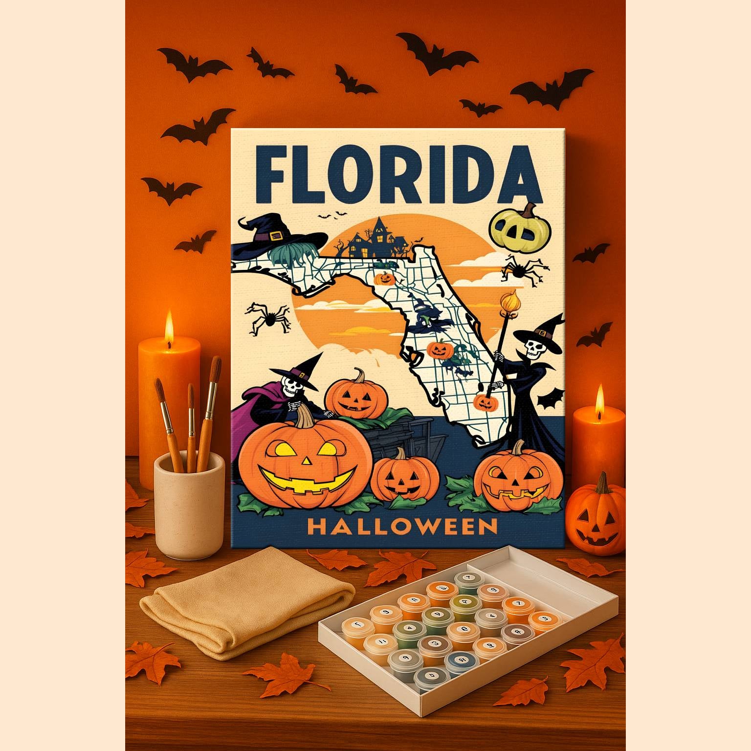 Halloween Florida US State - Paint by numbers kit