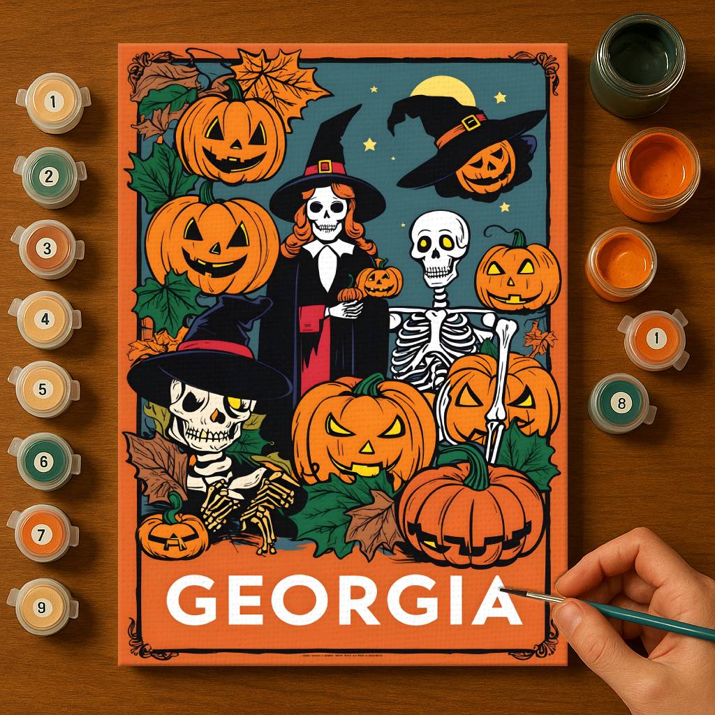 Halloween Georgia US State - Paint by numbers kit