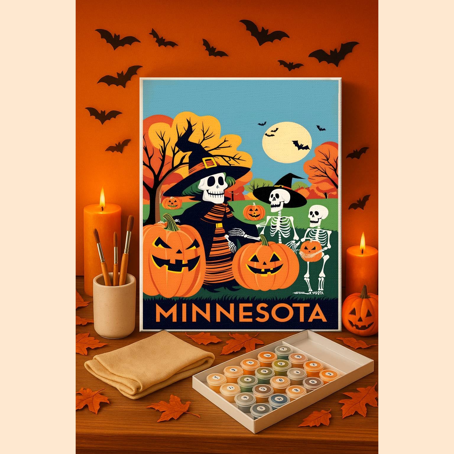 Halloween Minnesota US State - Paint by numbers kit