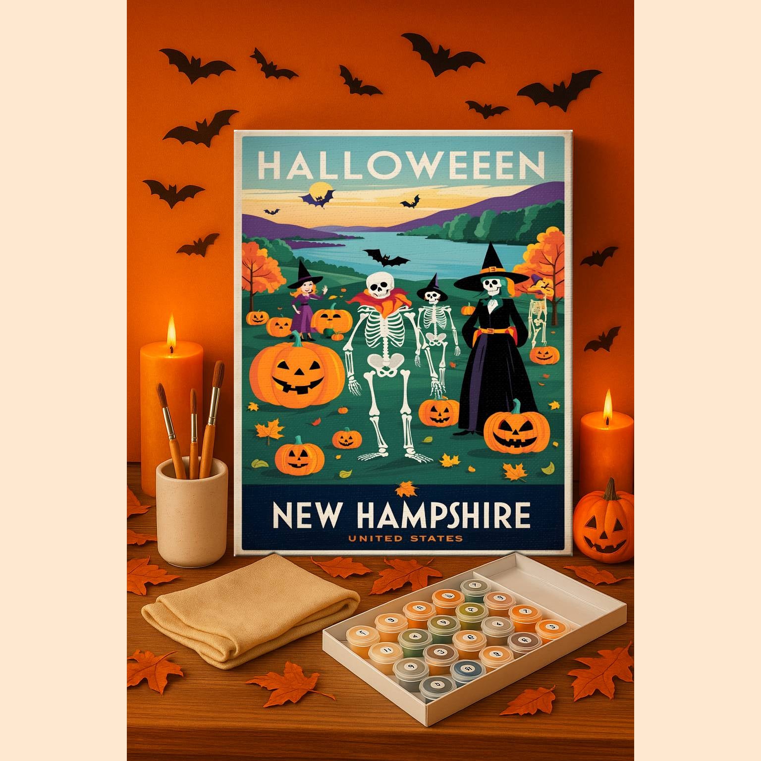 Halloween New Hampshire US State - Paint by numbers kit