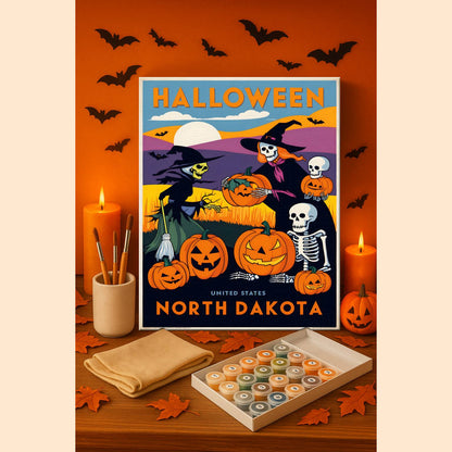 Halloween North Dakota US State - Paint by numbers kit