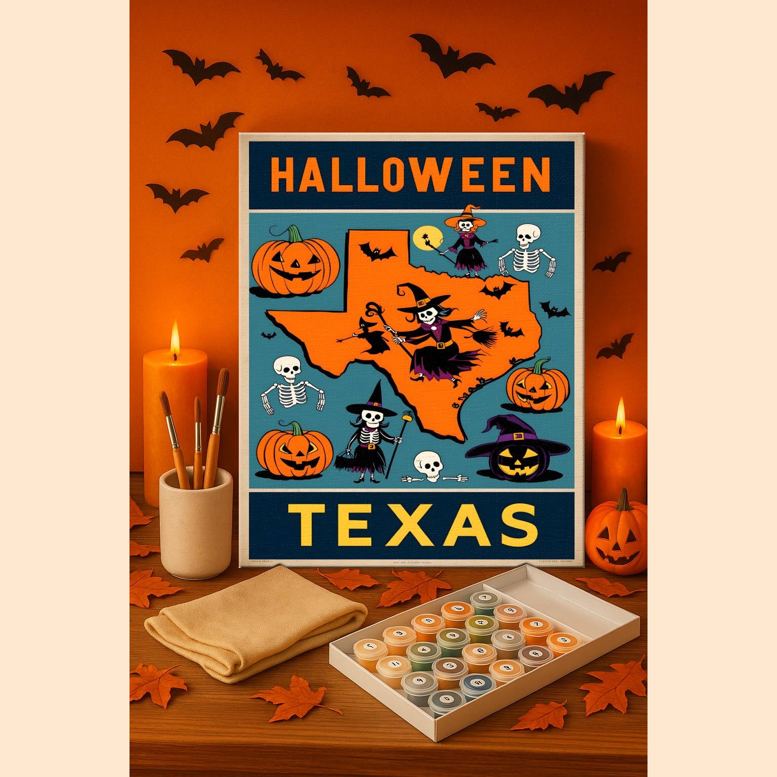 Halloween Texas US State - Paint by numbers kit