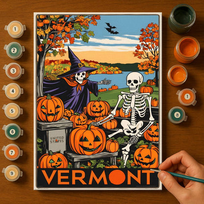 Halloween Vermont US State - Paint by numbers kit