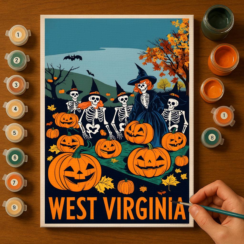 Halloween West Virginia US State - Paint by numbers kit
