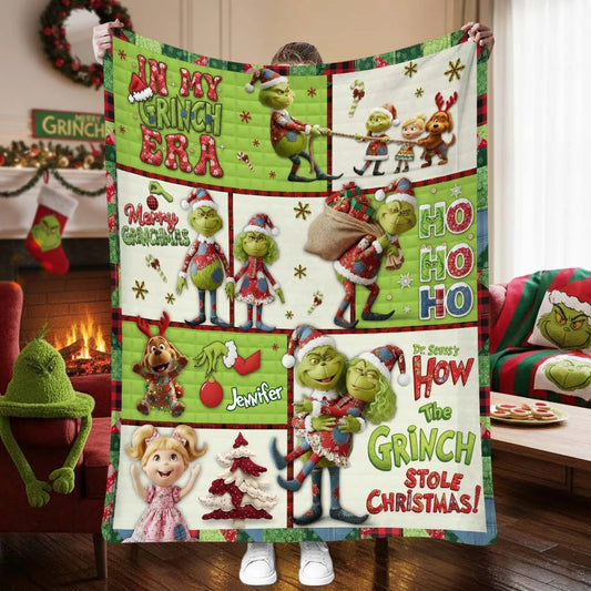 Green Monster In My Grinch Era - Personalized Blanket