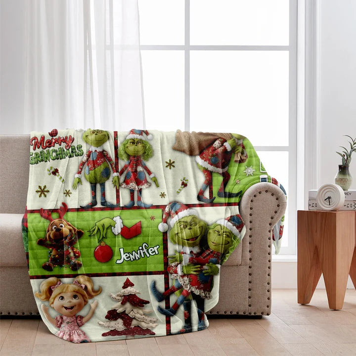 Green Monster In My Grinch Era - Personalized Blanket