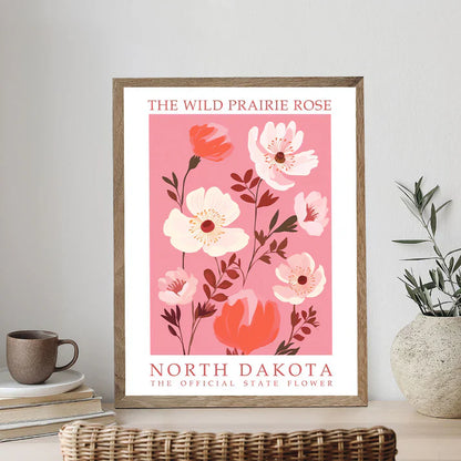 North Dakota State Flower - Wild Prairie Rose - Paint by Numbers Kit