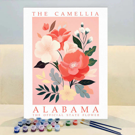 Alabama State Flower - Camellia - Paint by Numbers Kit EasyArtJoy