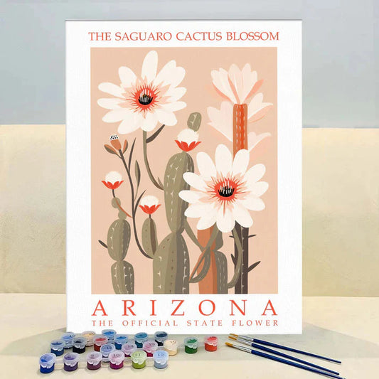 Arizona State Flower - Saguaro Cactus Blossom - Paint by Numbers Kit EasyArtJoy