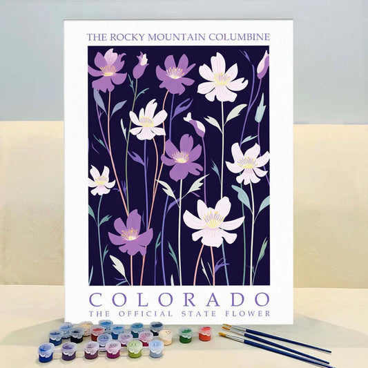 Colorado State Flower - Rocky Mountain Columbine - Paint by Numbers Kit