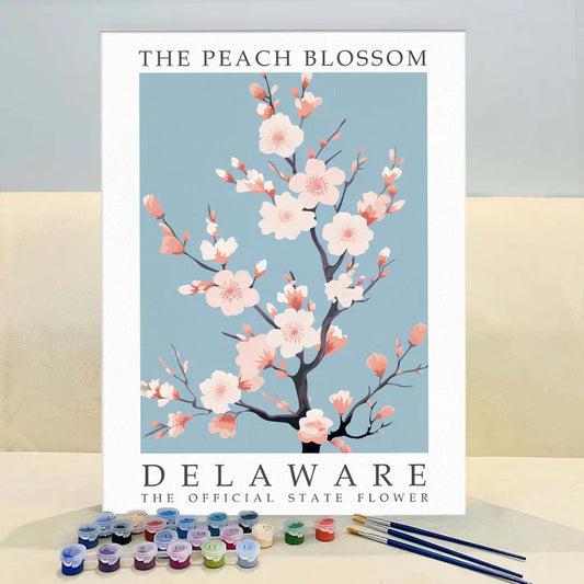 Delaware State Flower - Peach Blossom - Paint by Numbers Kit