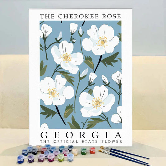 Georgia State Flower - Cherokee Rose - Paint by Numbers Kit