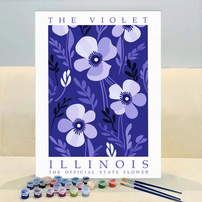 Illinois State Flower - Violet - Paint by Numbers Kit
