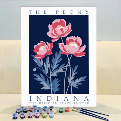 Indiana State Flower - Peony - Paint by Numbers Kit