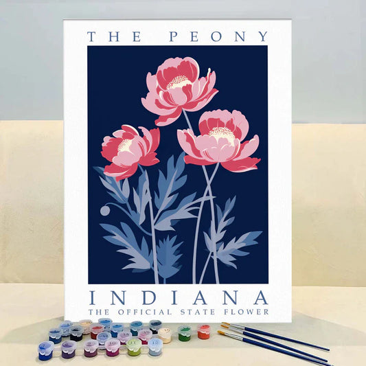 Indiana State Flower - Peony - Paint by Numbers Kit
