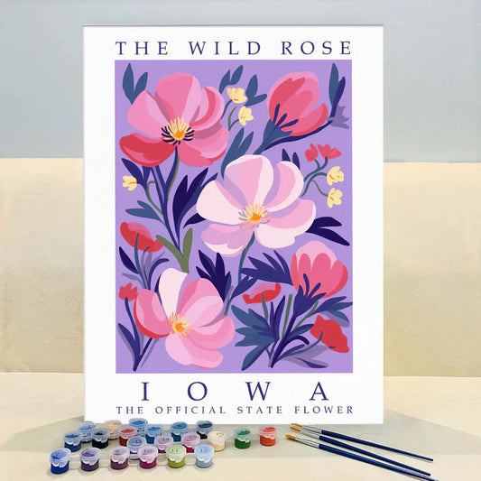 Iowa State Flower - Wild Rose - Paint by Numbers Kit