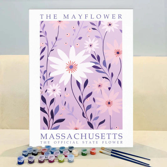 Massachusetts State Flower - Mayflower - Paint by Numbers Kit