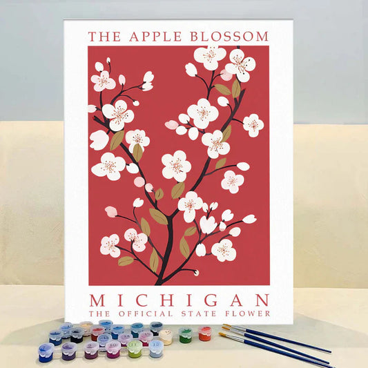 Michigan State Flower - Apple Blossom - Paint by Numbers Kit