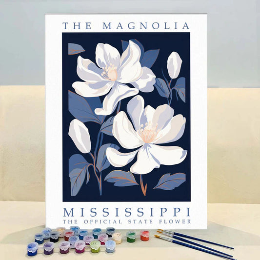 Mississippi State Flower - Magnolia - Paint by Numbers Kit