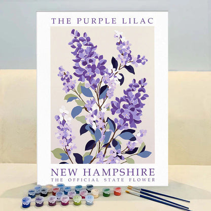 New Hampshire State Flower - Purple Lilac - Paint by Numbers Kit