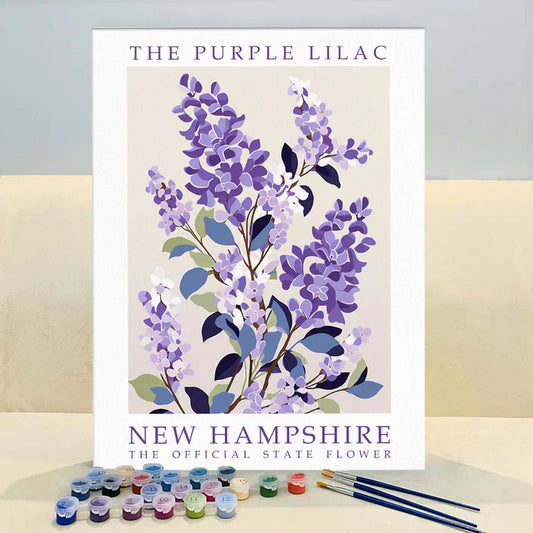 New Hampshire State Flower - Purple Lilac - Paint by Numbers Kit
