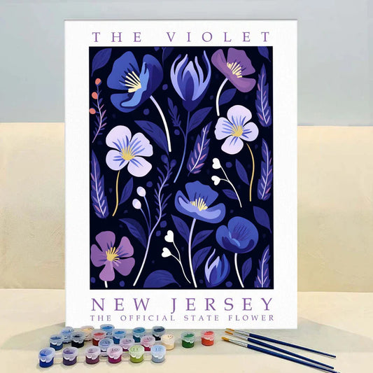 New Jersey State Flower - Violet - Paint by Numbers Kit