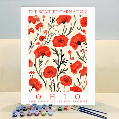 Ohio State Flower - Scarlet Carnation - Paint by Numbers Kit